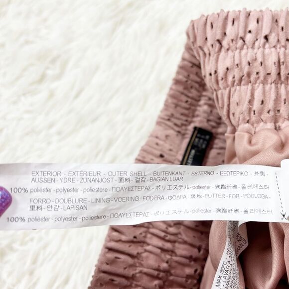 Zara Dusty Rose Mauve Pink Laser Cut High Waisted Elastic Shorts Size Small‎ - Picture 6 of 7